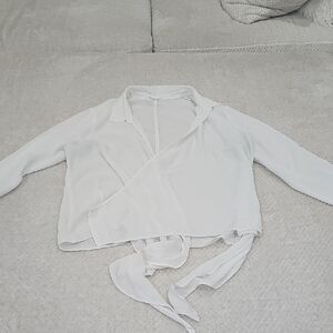 VENUS Sheer White Wrap Blouse